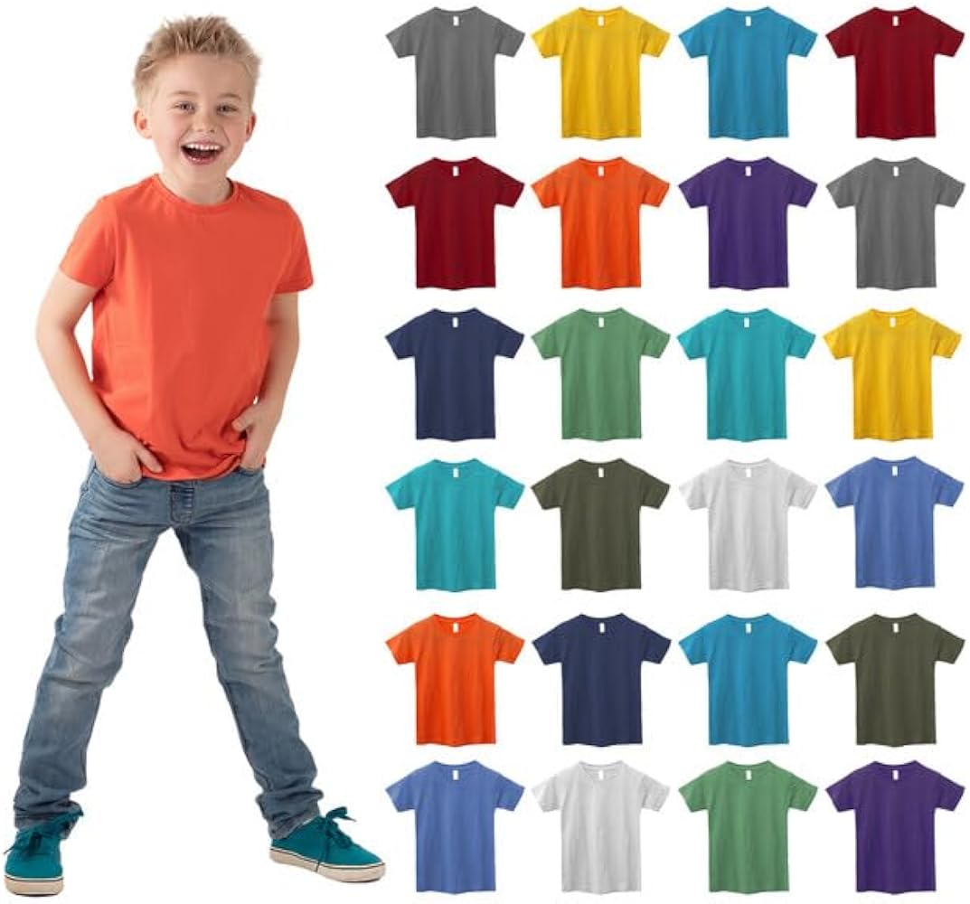 BILLIONHATS 24 Pack Kids Cotton T-Shirts, Wholesale Lightweight Unisex  Tees,Assorted,X-Small | Amazon.com