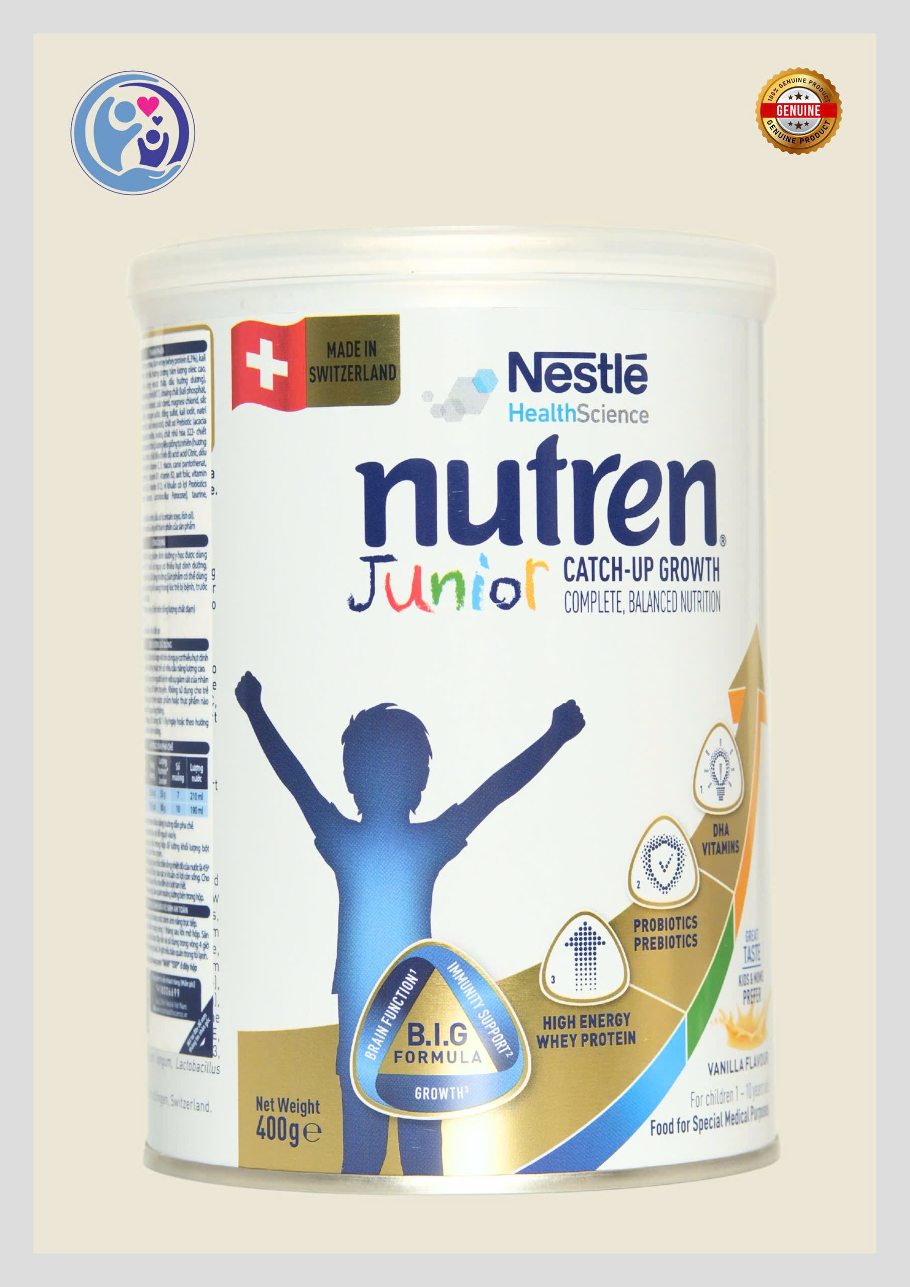 NUTREN JUNIOR 400G – DINH DƯỠNG CAO NĂNG LƯỢNG CHO TRẺ NHẸ CÂN, CHẬM TĂNG TRƯỞNG